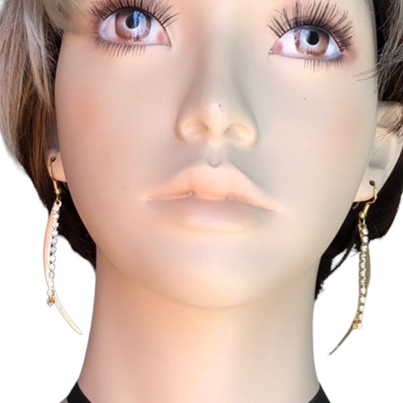 Vintage 70s Goldtone & Sparkly Crystal Earrings No Brand Event Holiday - Picture 4 of 8